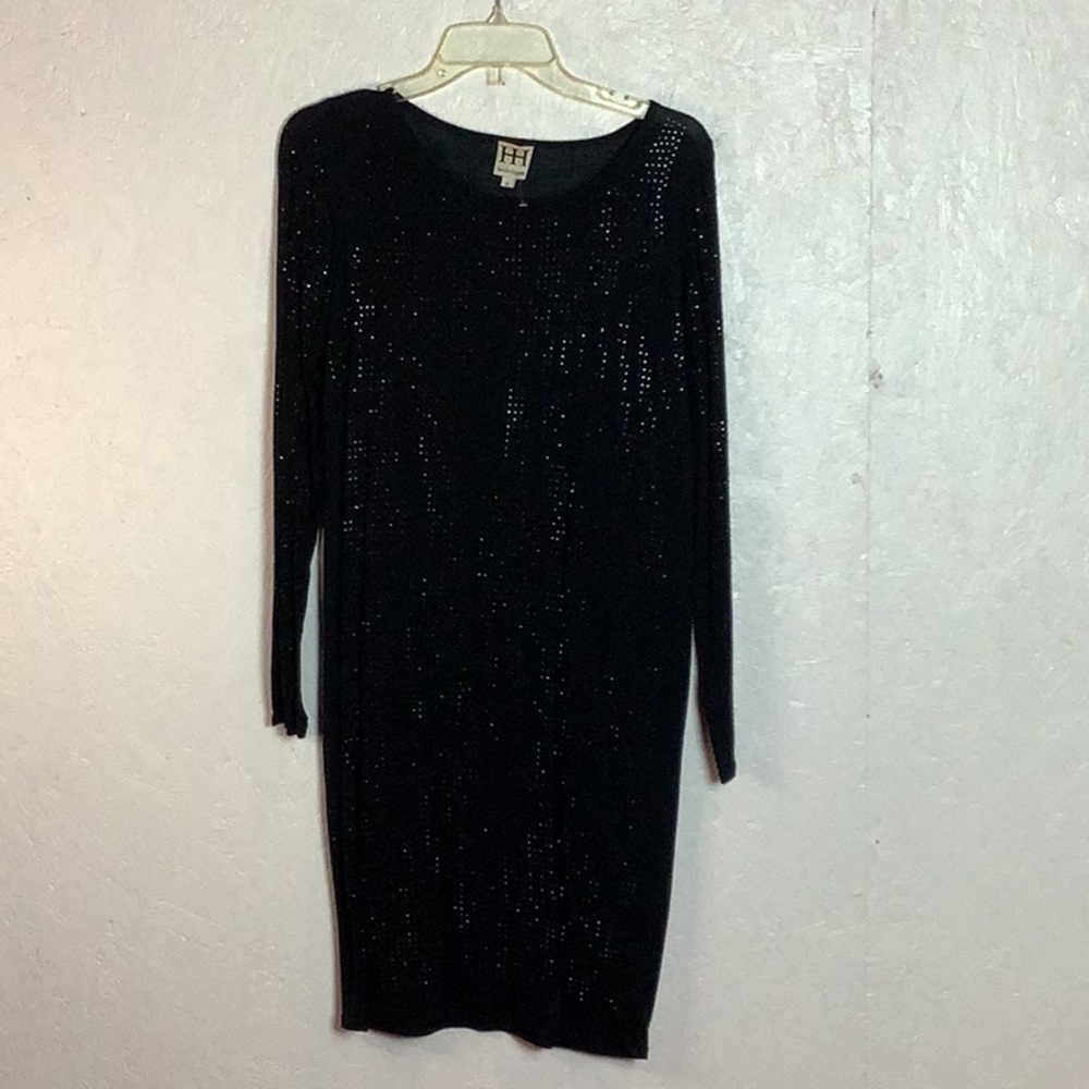 Bejeweled Black Haute Hippie long-sleeve bodycon dress